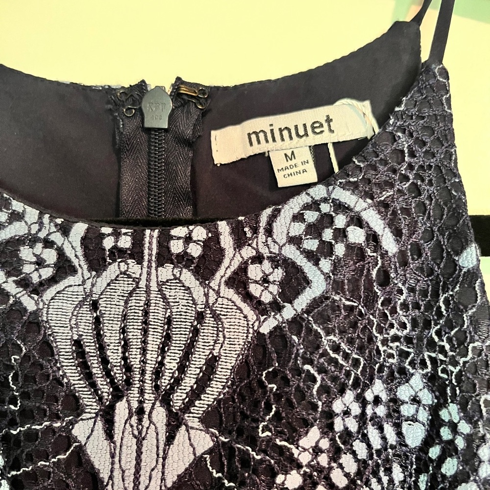 Minuet Navy Lace Ruffle Mini Dress | m - Picture 2 of 3